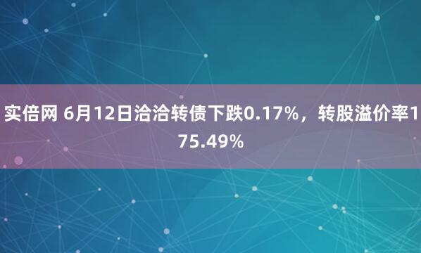 实倍网 6月12日洽洽转债下跌0.17%，转股溢价率175.49%
