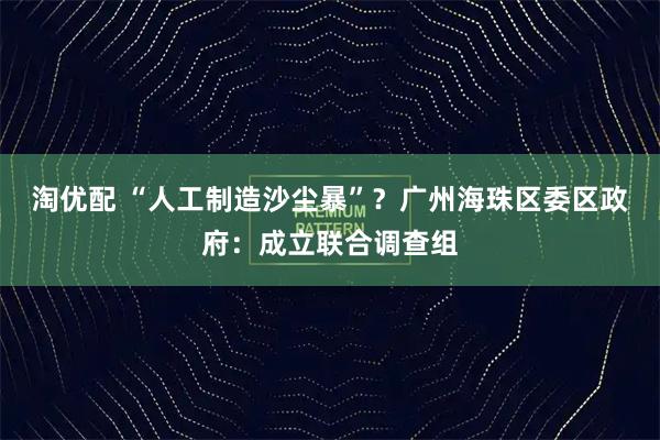 淘优配 “人工制造沙尘暴”？广州海珠区委区政府：成立联合调查组