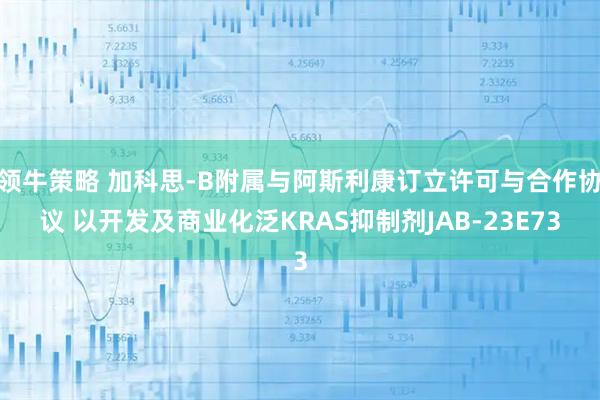 领牛策略 加科思-B附属与阿斯利康订立许可与合作协议 以开发及商业化泛KRAS抑制剂JAB-23E73